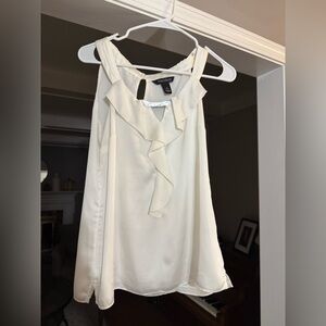 White House Black Market Cream Ruffle Sleeveless Blouse